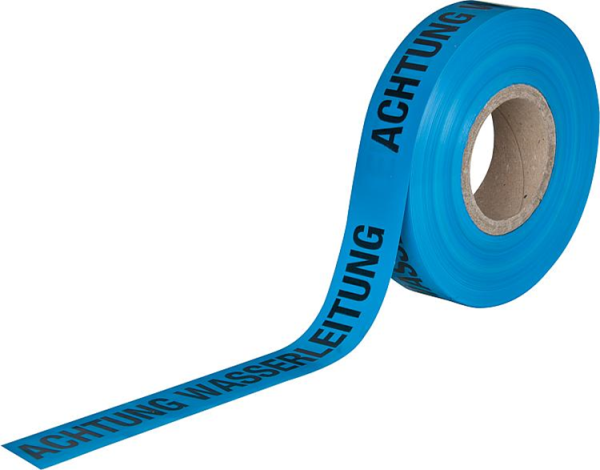 Warnband - Trassenwarnband "Achtung Wasserleitung" blau - Trassen-Warnband "Achtung Kabel" Folienband schwarz/gelb